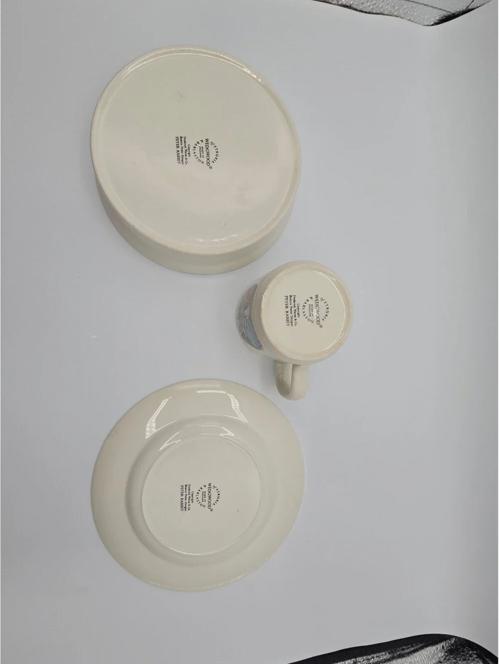 Vintage Wedgwood Beatrix Potter Peter Rabbit 3 Pc Child's Dinnerware Set